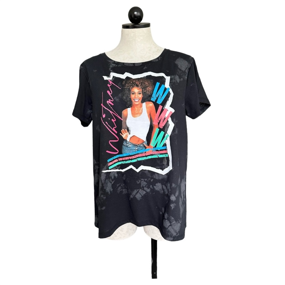 Whitney Houston Women's Retro T-Shirt Short Sleeve 80's & 90's Black Size Large